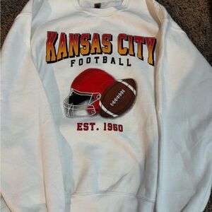 Gildan White Kansas City Football Crewneck Sweater